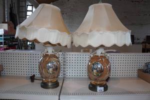 lot 35 image: Pair of Painted Glass Lamps