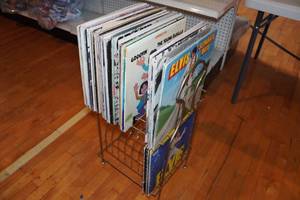 lot 36 image: Record Albums with Rack - Elvis, Young Rascals, Grand Funk