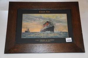lot 234 image: Cunard Line RMS Lusitania and Mauretania Framed Picture
