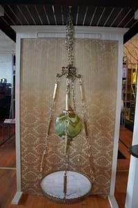 lot 232 image: Vintage Hollywood Regency Style Hanging Lamp with Marble Table Top