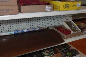 lot 205 image: Vintage Promotional Products - Buttons, GE Tray, Star Tribune Umbrella