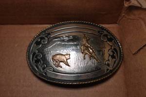 lot 181C image: Comstock German Silver Roping Belt Buckle