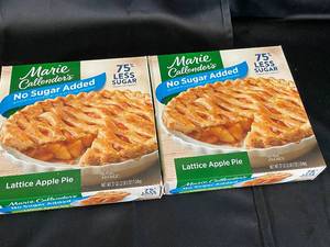 lot 115 image: B - 2 Marie Callenders Lattice Apple Pies No Sugar Added 37oz Each
