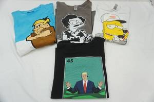 lot 43 image: (4ct) Novelty T-Shirts Trump, Bart Simpson, Barney Rubble, Simpsons