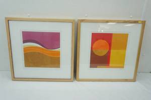lot 84 image: Sunset & Sands by Amaina. Framed Artwork, matted, glass. 19 squares