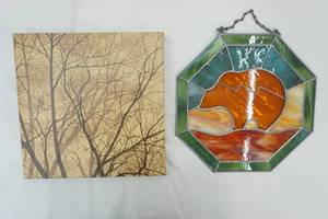 lot 88 image: Stained Glass Bear Octagon, Tree Canvas Print