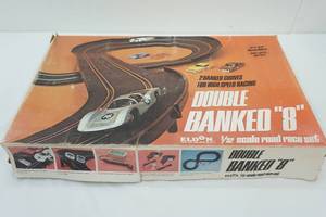 Vintage Eldon Double Banked "8" 1/32 Scale Road Race Set