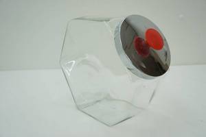 lot 155 image: Vintage Glass Penny Jar with Chrome Lid