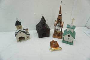 lot 221 image: Decorative Village Churches Metal, Ceramic, Wood