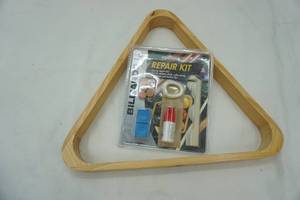 lot 237 image: Pool Ball Setting Triangle & Billiards Repair Kit NEW