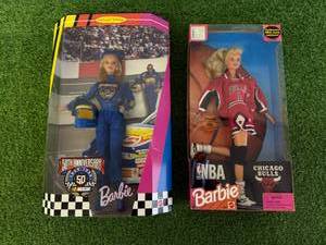 lot 14 image: 50th Anniversary Nascar Barbie & NBA Barbie Chicago Bulls