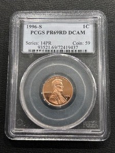 lot 23 image: 1996-S Lincoln Cent Proof PCGS PR69 Red Deep Cameo