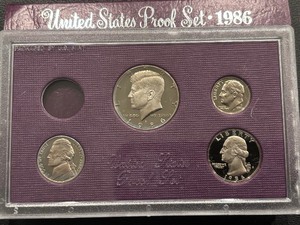 lot 114 image: 1986 Proof Set Missing Lincoln Cent