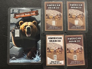 lot 81 image: .999 Fine Silver 1 Gram Bar and 4 - 1 Grain Bars