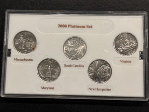 lot 200 image: 2000 Platinum State Quarter Set