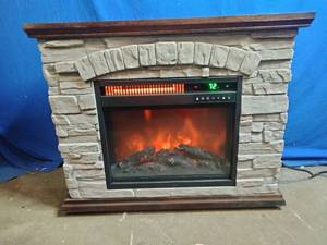lot 1 image: Lifesmart Large Square Infrared Faux Stone Fireplace