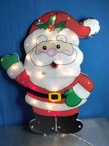 lot 36 image: Northlight 22 x 30.25 Lighted Santa Outdoor Decoration.