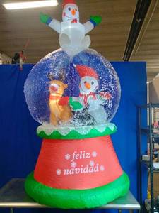 lot 38 image: Inflatable Christmas Snow Globe Decoration with LED Lights. 7 Foot Tall