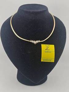 14kt Yellow Gold and Diamonds Omega Necklace