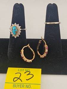 lot 23 image: Mixed Lot Ruby & Diamond Earrings and Rings