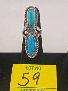 lot 59 image: Navajo Silver & Turquoise Ring
