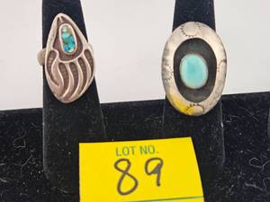 lot 89 image: Two Vintage Navajo Sterling Rings