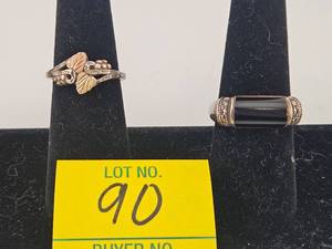 lot 90 image: Two Vintage Sterling and Gold Rings