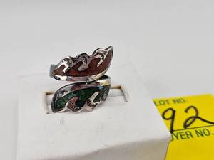 lot 92 image: Vintage Native American sterling Silver Wrap Ring Marked S with quarter moon