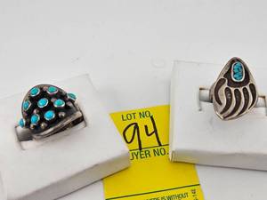 lot 94 image: Two Native American Sterling Rings - Snake Eye and Bear Paw