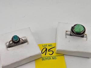 lot 95 image: Two Ladies Sterling & Turquoise Rings