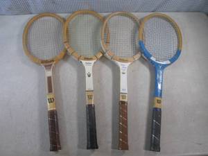 lot 89 image: (H-1) 4 Vintage Wood Wilson Tennis ...