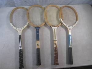 lot 90 image: (H-1) 4 Vintage Wood Wilson Tennis ...