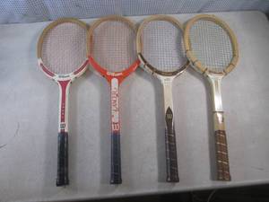 lot 91 image: (H-1) 4 Vintage Wood Wilson Tennis ...