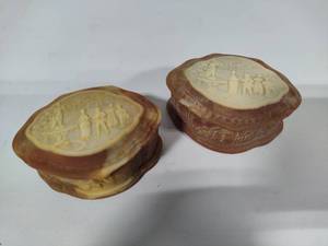 lot 49 image: Incolay Stone Trinket Boxes