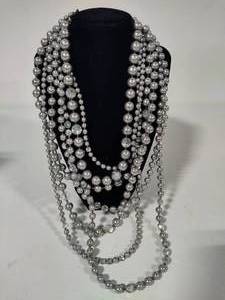 lot 60 image: Grazaino Multi Strand Silver & Clear Beaded Necklace