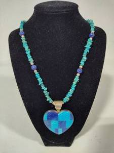 lot 73 image: 925 Jay King DTR Turquoise Lapis Mosiac NecklacePendant