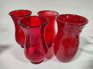 lot 127 image: Crate & Barrel  Three Glass Vases