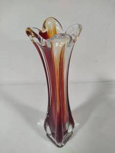 lot 36 image: Swung Glass RedClear Vase