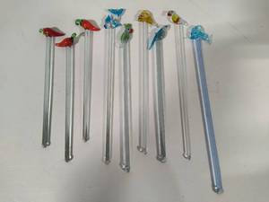 lot 141 image: Glass Stir Sticks wAnimals & Chili Peppers
