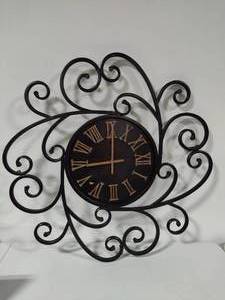 lot 153 image: Wrought Iron Scrolled Wall Clock