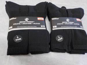 lot 61 image: 12 Pair Wear Proof Black Socks size...