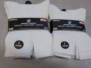 lot 69 image: 12 Pair Wear Proof White Socks size...