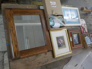 lot 229 image: Wood Framed Mirror, Garden and Pict...