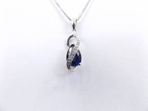 lot 6 image: .925 Sterling Silver Diamond Accented Sapphire Infinity Pendant Necklace