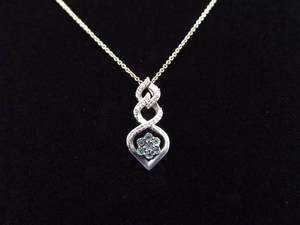 lot 7 image: .925 Sterling Silver Diamond Accented Sapphire Infinity Heart Pendant Necklace