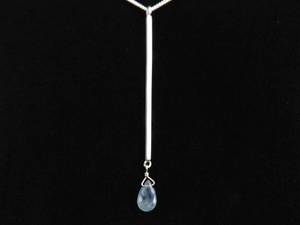 lot 8 image: .925 Sterling Silver Topaz Dangle Bar Pendant Necklace