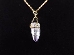 lot 19 image: .925 Sterling Silver Amethyst Healing Crystal Pendant Vermeil Necklace