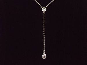 lot 34 image: .925 Sterling Silver Crystal Dangle Pendant Necklace