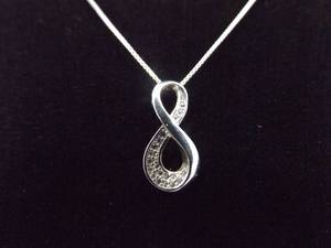 lot 35 image: .925 Sterling Silver Crystal Accented Infinity Pendant Necklace