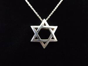 lot 40 image: .925 Sterling Silver Star of David Pendant Necklace
